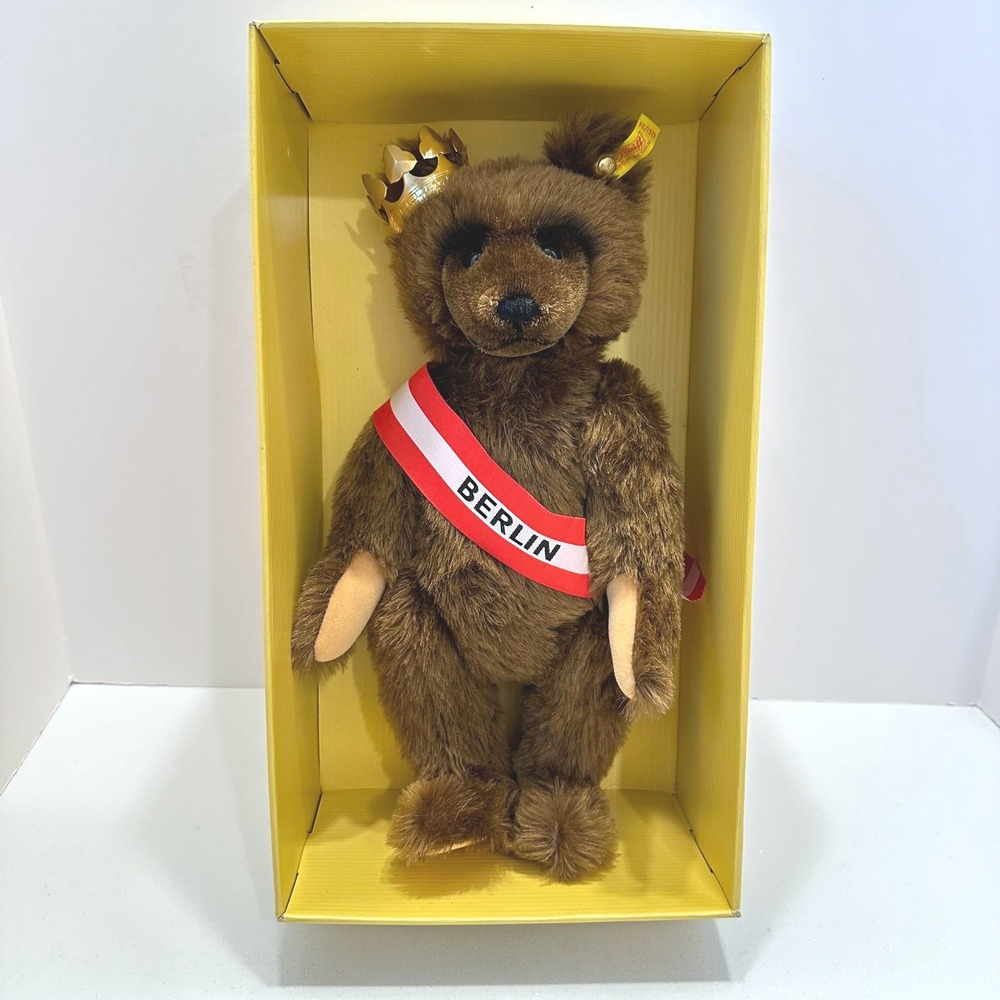 Steiff Berlin Bear 1985 Mohair 24K Gold Plated Crown 0251/34 West Germany Boxed